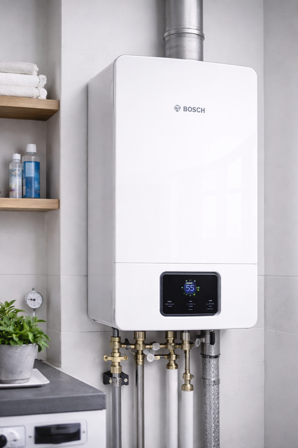 Modernes Brennwertgerät (Bosch/Junkers) im Thermentausch